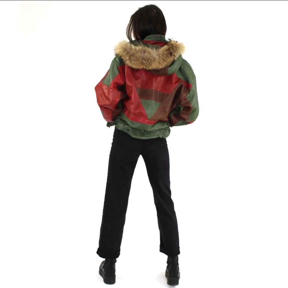 Vintage Patchwork Leather Parka Jacket - image 5